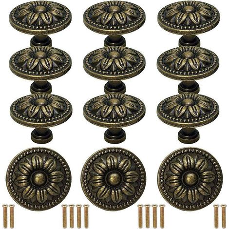Nazalus – Sonderangebot – 12 Vintage-Schubladengriffe mit Schrauben, Küchenmöbelgriffe, Türgriffe für Kommoden, Schränke, Kleiderschränke (1/5)