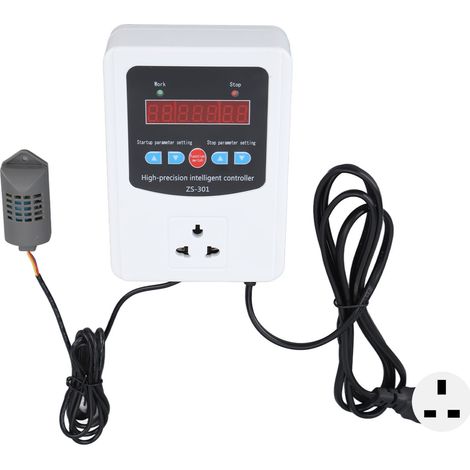 1500W Contrôleur d'Humidité Numérique Écran LCD Hygrostat en Plastique avec Minuterie pour Maison, Ferme, Serre Norme UK 220V (1/5)