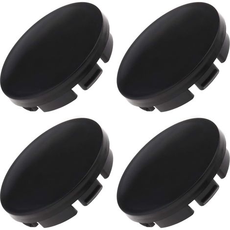 Lot de 4 cache-moyeux avant et arrière en ABS noir pour moyeu de roue de 53 mm de diamètre