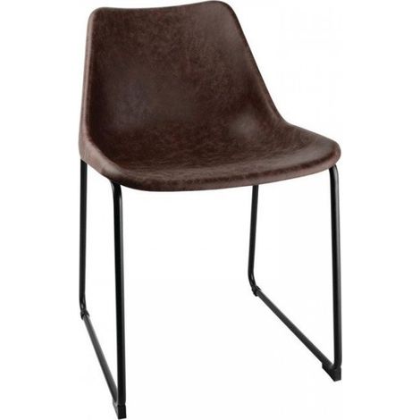 Lot de 2 chaises assise (H)437 mm, en acier poudré, polyuréthane marron moska, RODÉO