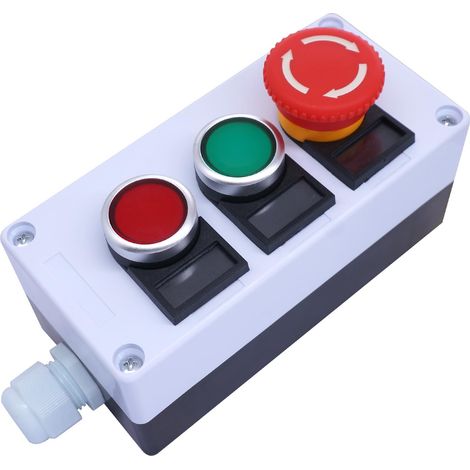 Commutateur à Bouton-poussoir Momentané 440V 10A 1NC 1NO,arrêt D'urgence Champignon Rouge 1NC 1NO Boîte de Commutation à Bouton-poussoir à Verrouillage hz-11ZS-GR (1/5)