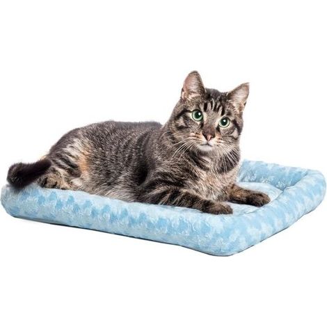 Coussin polaire pour chat et chien - 43 cm - Confortable - Pour cage - Lavable en machine - Bleu - Accessoire pour animal (1/5)