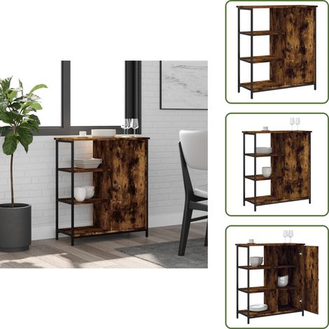 The Living Store Sideboard Räuchereiche 70x30x80 cm Holzwerkstoff - Schreibtisch - Wohnzimmermöbel - Sideboard - Regal - Holzmöbel (1/5)