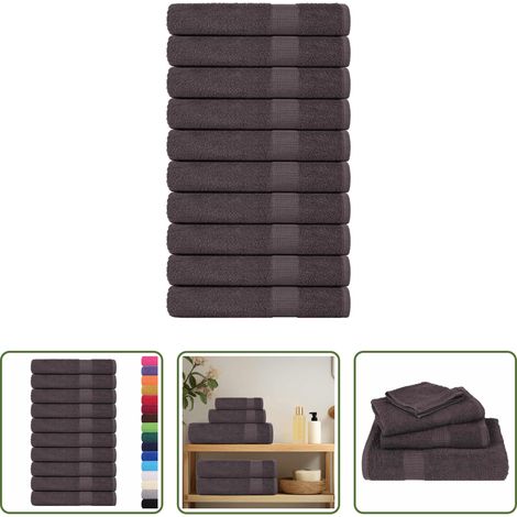 vidaXL Frottiertuch - Handtücher FROGN 10 Stk. Anthrazit 100x200 cm 360 g/m² (1/5)