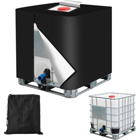 Waterproof and UV-resistant 420D tarpaulin cover for 1000L IBC totes.