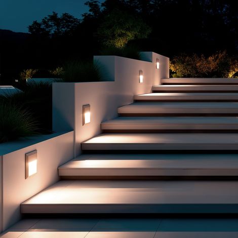 Baliza Exterior LED Superficie Pared Cuadrado  Edulis 2700K Blanco Blanco Cálido (1/4)