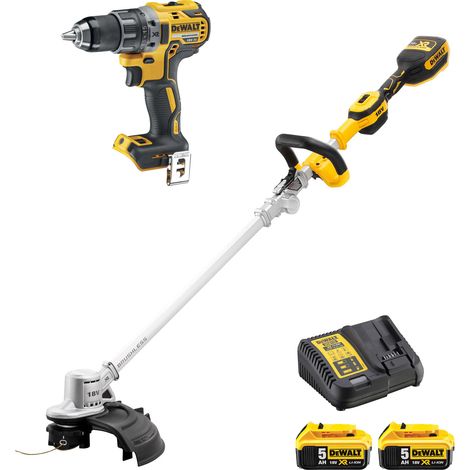 DeWALT Garten-Set DCMST561DCD: Akku-Rasentrimmer DCMST561N und Akku-Bohrsschrauber DCD791 2x 5,0 Ah Akku + Ladegerät