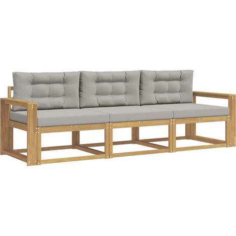 Set di divani da esterno 3 pz Salotto da Giardino Bianco e Grigio Chiaro (1/5)