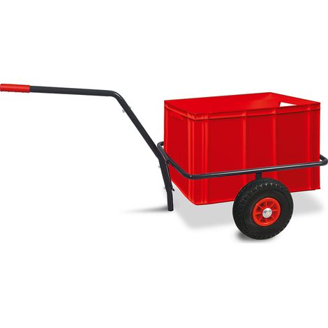 BRB Handwagen mit Kunststoffkasten, H 420 mm, LxBxH 1250x640x660 mm, Tragkraft 200 kg (rot)
