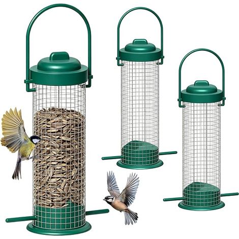 Lot de 3 porte-boules de graisse, distributeur de nourriture pour oiseaux, 24 cm, pour jardin, balcon (1/5)