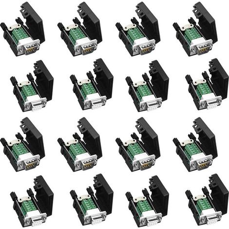 Adaptateur/répartiteur de connecteurs pour port série RS232 D-SUB 9 broches mâle et femelle sans soudure (8 connecteurs mâles + 8 connecteurs femelles) (1/5)