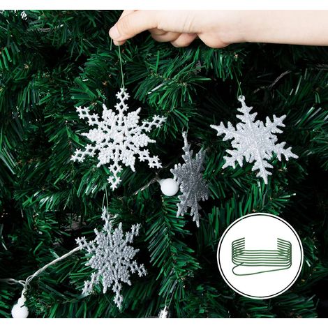 Lot de 36 Flocons de Neige - Décoration de Flocon de Neige Suspendu de 10cm - Décorations Sapin de Noël(Blanc) (1/4)