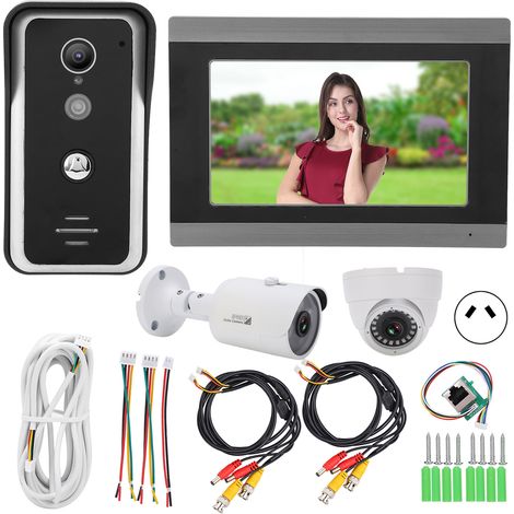 7in Sonnette Video Filaire avec 2 Caméras AHD Écran TFT Détection de Mouvement Étanche WIFI APP Distante pour Tuya AC100-240V Prise AU (1/5)