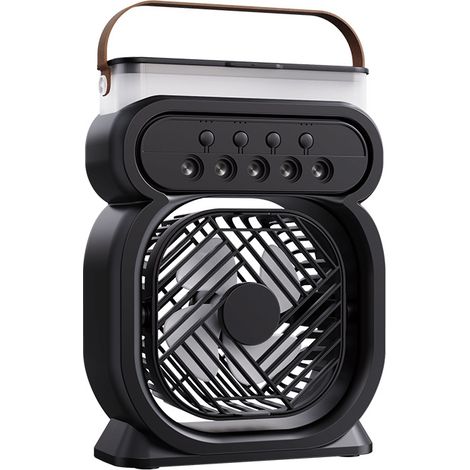 Ventilateur de climatisation portable, son doux, grande capacité, batterie, trois vitesses, chaud, trois en un, climatiseur ABS, noir