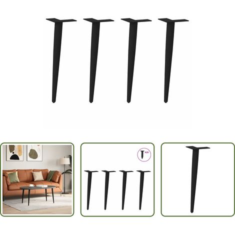vidaXL Pieds de table basse coniques 4 pièces Noir 42-43 cm Acier (1/5)