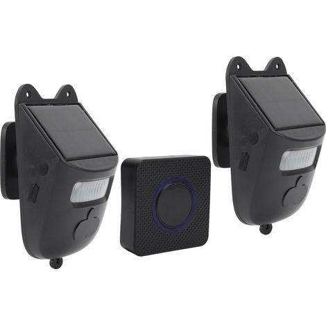 Sonnette de porte d'allée infrarouge sans fil à énergie solaire avec détecteur de mouvement et alarme, comprenant 1 récepteur et 2 détecteurs, prise européenne 110 à 240 V (1/5)