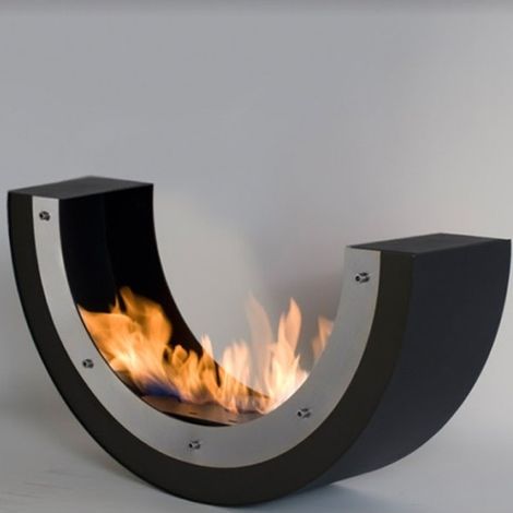 ERTA U - Biocamino Da Pavimento Freestanding nero-inox (1/5)