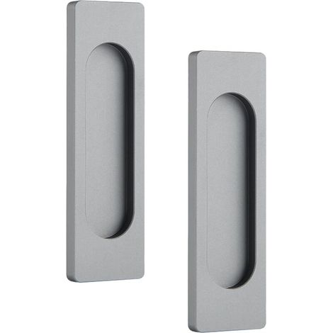 Lot de 2 poignées de porte coulissante ovales autocollantes en alliage d'aluminium - Poignée affleurante sans perforateur pour portes coulissantes (1/5)