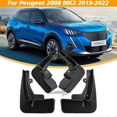 Bavettes avant et arrière noires pour Peugeot 2008 E-2008 (2019-2023).