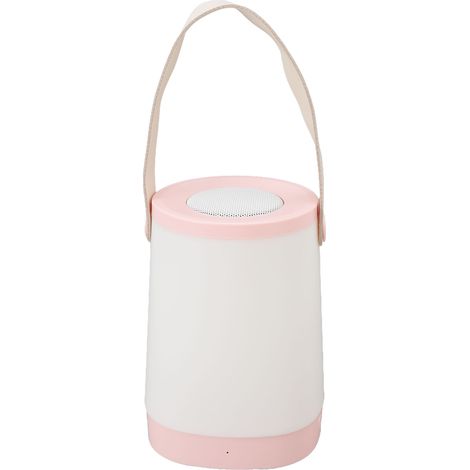 Lanterne Bluetooth Enceinte HiFi Rechargeable avec Radio Fonction Enceinte sans fil d'extérieur avec Lumière d'ambiance LED et Poignée Rose
