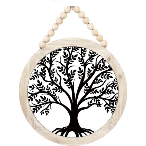 Plaque murale décorative Bois Artisanale Motif Arbre de la Vie noir 3D 1 pièce (1/5)