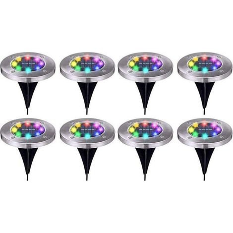 Lámpara solar Ulisem para exterior, para jardín, suelo, 8 LED, cálida, impermeable, IP65, foco solar para exteriores, para caminos, patios, patios, focos solares empotrados, reforzados con 6 tornillos (1/5)
