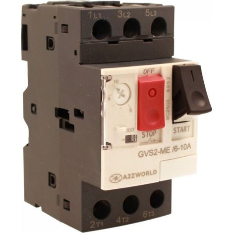 Salvamotore Interruttore Termico di Protezione Motore, 3P 2.5M Regolabile 10A 6-10A 4KW AC 590V Monofase e Trifase IP20 IEC60947-2