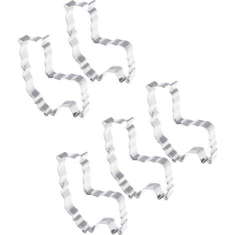 Lot de 5 emporte-pièces en métal en forme d'alpaga, en acier inoxydable, pour gâteaux, biscuits, fondant, décorations de mariage et de fête.-Silver (1/3)