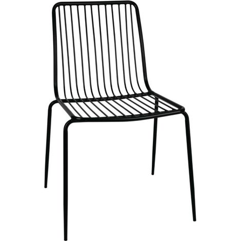 Lot de 4 chaises fils d'acier empilables assise (H)450 mm, en métal noir (1/5)
