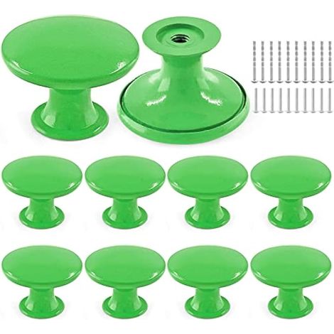 Lot de 10 boutons de tiroir ronds en métal vert pour armoire de cuisine, petits boutons de placard pour chambre d'enfant (1/5)