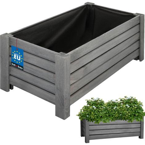 KOTARBAU® Jardinière Extérieur - Bois de Pin Imprégné - 60 x 33 x 25 cm - Anthracite - Jardiniere sur Ppieds - Bac à Fleurs Rectangulaire - Grande Capacité - avec Toile Anti-Mauvaises Herbes (1/5)