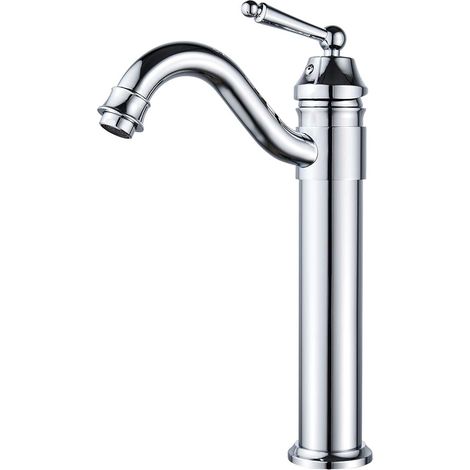 Robinet Vasque Haut Mitigeur Lavabo pour Lavabo ou Vasque De Salle Bain,Peut Pivoter à 360°Mitigeur Lavabo Eau Chaude et Froide Disponible,Laiton Chromé
