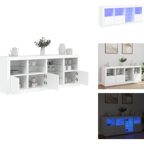 Buffet avec lumières LED blanc 164x37x67 cm - Meuble De Rangement - Buffet - Meuble Tv - Luminaire Led - Design Moderne (1/5)