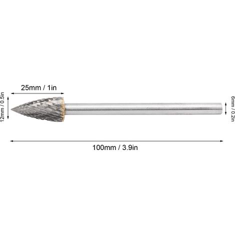 Lime rotative en carbure de tungstène à queue de 6 mm, carbure de tungstène type G : 61225100 (1/5)