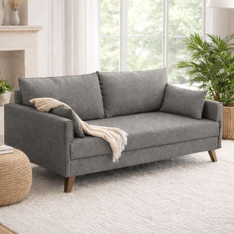 Schlafsofa grauer Stoff 3-Sitzer – Bella
