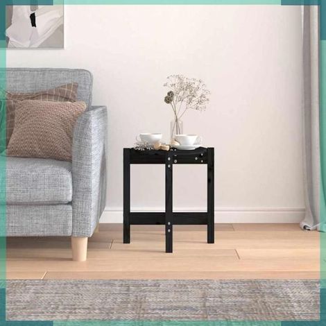 Table basse - 822316 - Noir - Bois massif de pin - Ø 42,5 x H 45 cm (1/5)
