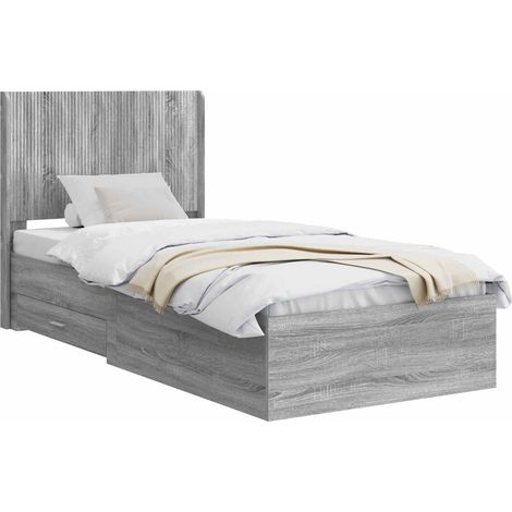 Bed Frame with Storage and Headboard Grey Sonoma 75 x 190 cm vidaXL (1/5)