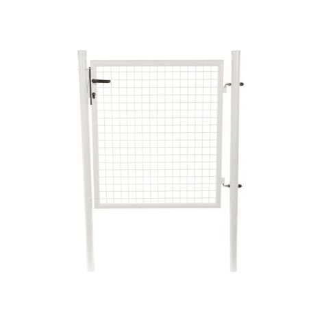 Cloture & Jardin – Portillon grillagé blanc 1m – Thermolaqué RAL 9016 – Grillage maille 50x50mm – Ouverture poussant droit, tirant gauche (1/4)