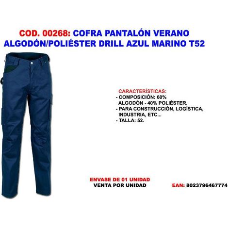 COFRA cofra pantalon verano algodon-pol. drill azul mar. t52