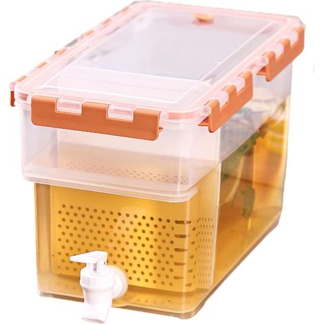 Distributeur de boissons transparent de grande capacité avec couvercle scellé - Sans danger pour le réfrigérateur - Anti-fuite - Distributeur de boissons froides avec robinet (1/5)