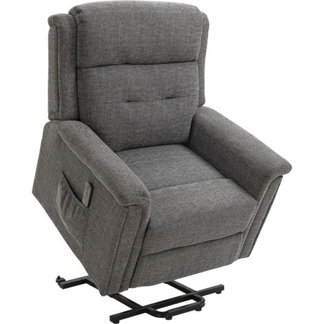 Fauteuil releveur électrique gris avec fonction relax et repose-pieds, capacité 170 kg, dimensions 89x96x108 cm (1/5)