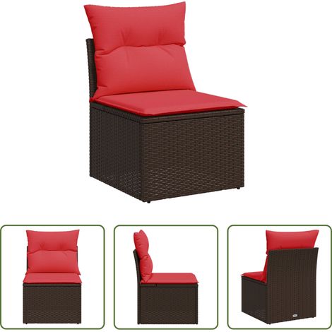Rattanstuhl - Gartensessel ohne Armlehnen mit Kissen Braun Poly Rattan (1/5)
