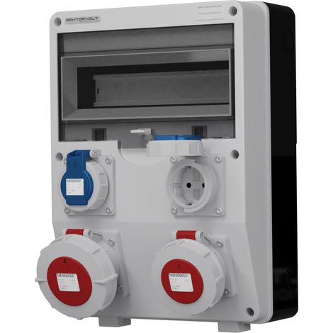 Tableau électrique de chantier TD 32 A 16 A 2 x 230 V IP65 Schuko Doktorvolt DV-6664-D (1/4)