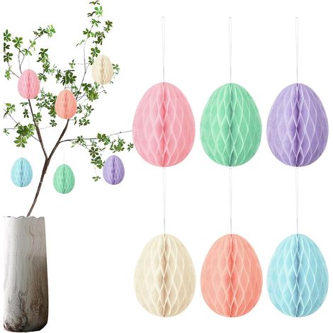 Easter Ornaments Hanging Egg Spring Decor Set 6 Piece