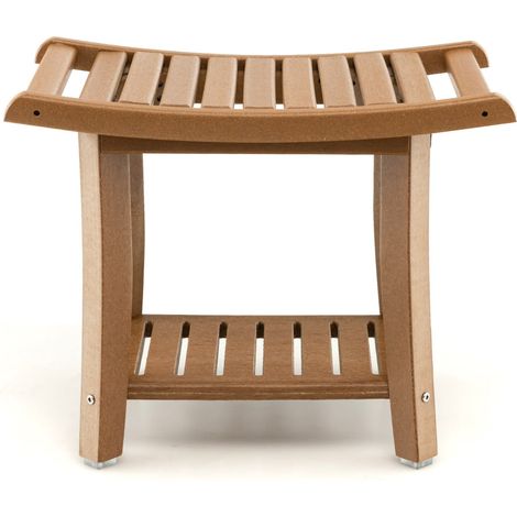 Tabouret salle de bain 60,5 x 34 x 48 cm 2 niveaux antidérapant ergonomique moderne en pehd café