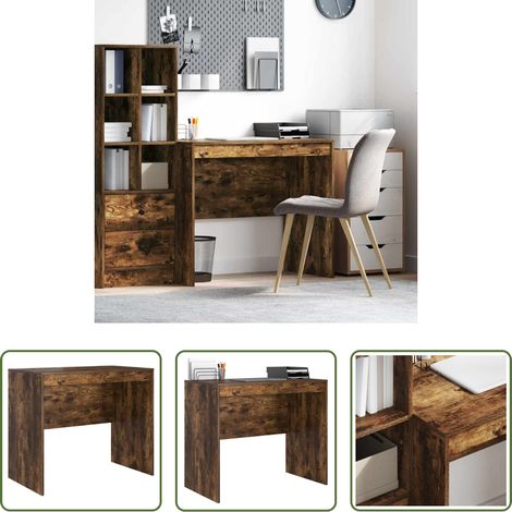 vidaXL Bureau moderne - Bureau Chêne fumé 90 x 50 x 76 cm (1/5)