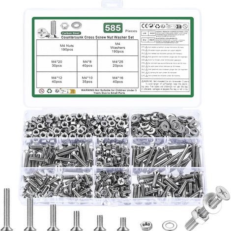 Argenté Viss Boulon Et Écrou Et Rondelles Set,Pour Moto Auto Mécaniques (1/5)