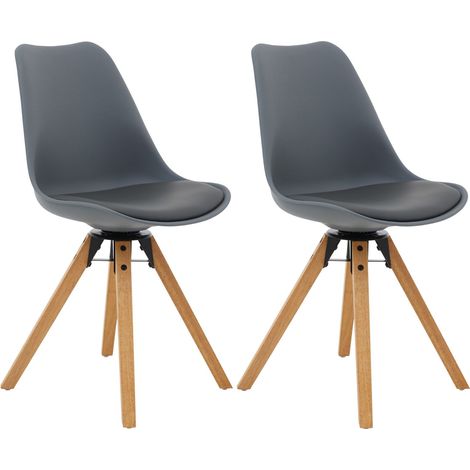Idimex – Lot de 2 chaises pivotantes scandinaves – Coque en plastique gris – Rembourrage confortable – Hauteur d'assise 52 cm – Design ergonomique
