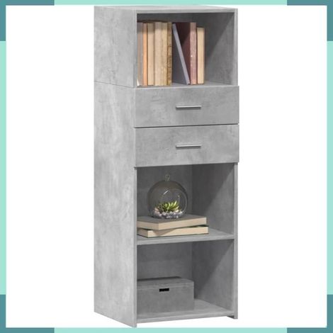 846169 Buffet haut gris béton 45x42,5x124 cm bois d'ingénierie (1/5)