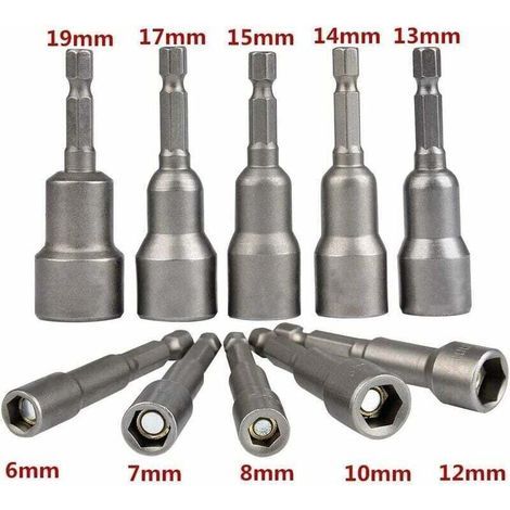 10 Piezas de Punta Magnética para Destornillador: Punta Imantada para Atornillador de Impacto 6-19mm 1, 4" (1/4)